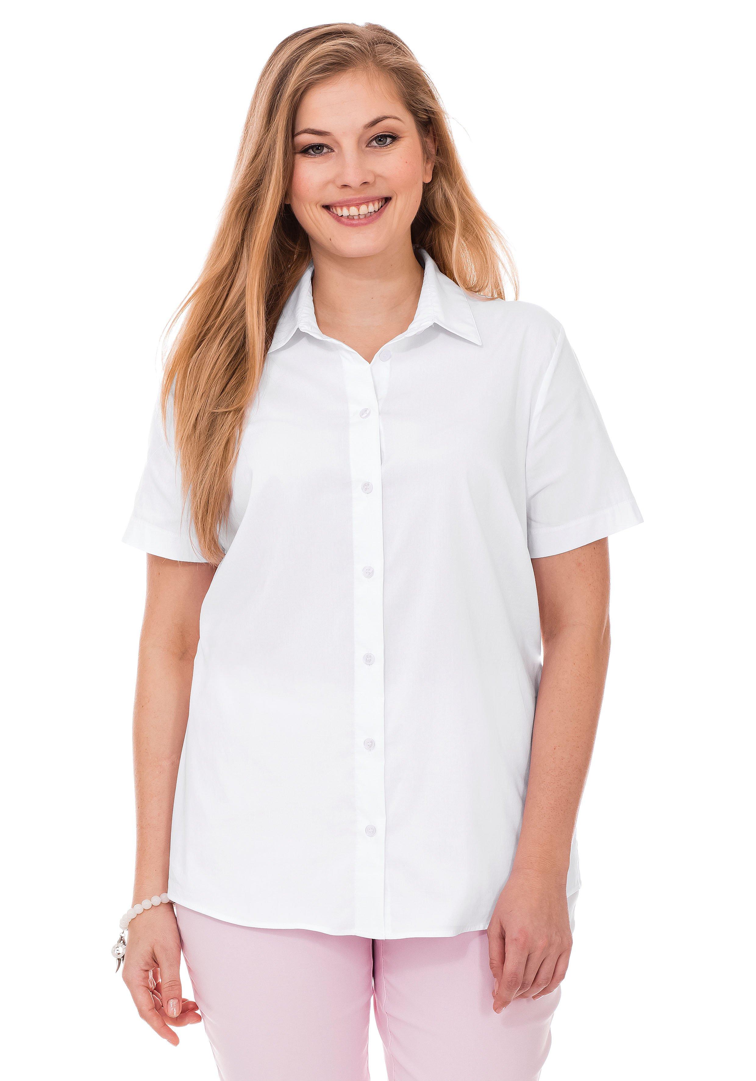 Stretch-Bluse mit kurzem Arm, leicht tailliert