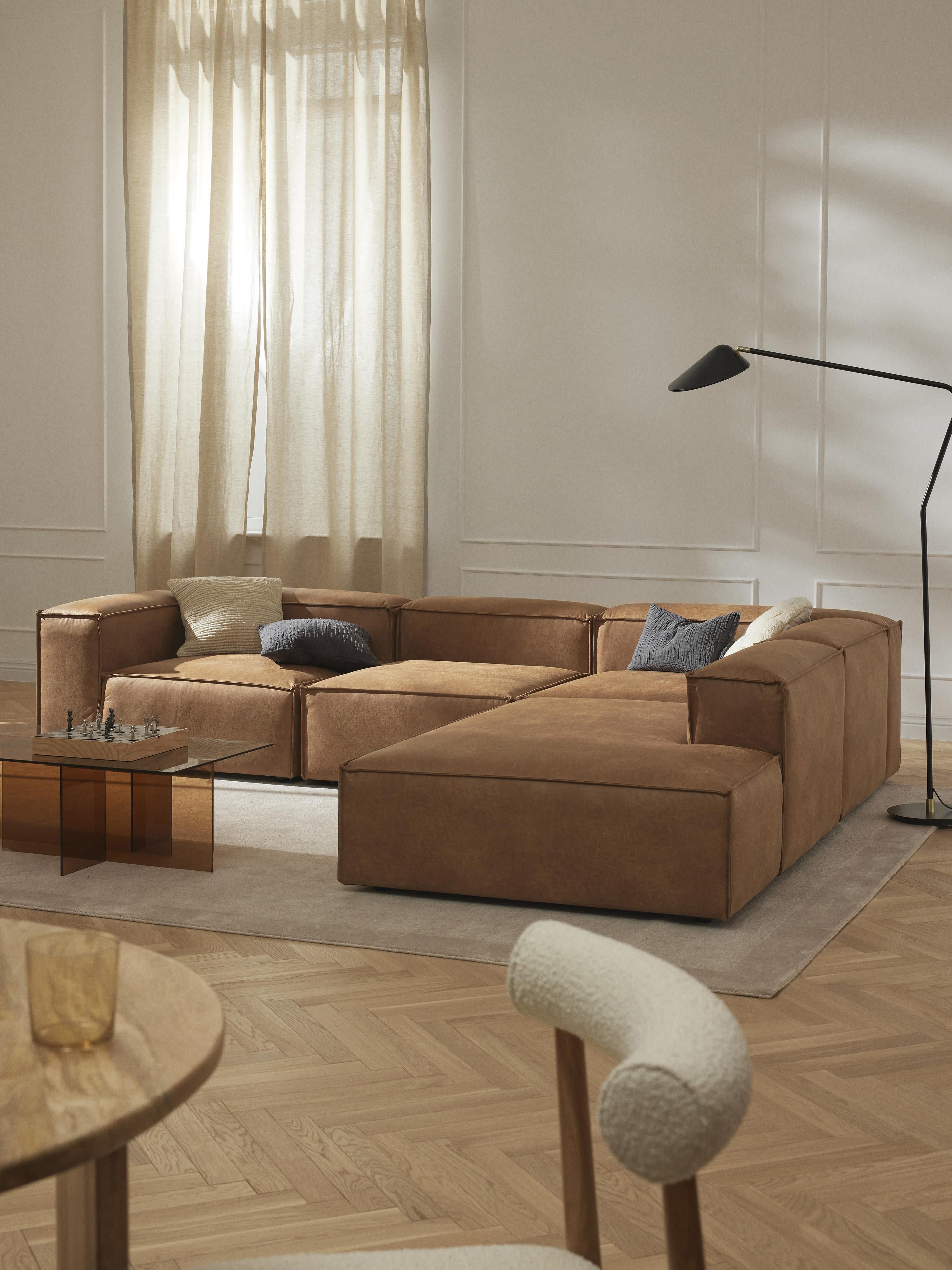 Chaise longue module Lennon van gerecycled leer