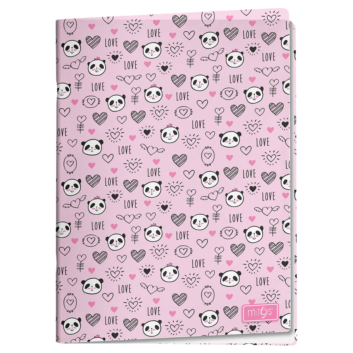 CADERNO AGRAFADO A4 MITOS PANDA CAPA POLIPROPILENO PAUTADO 48 FOLHAS