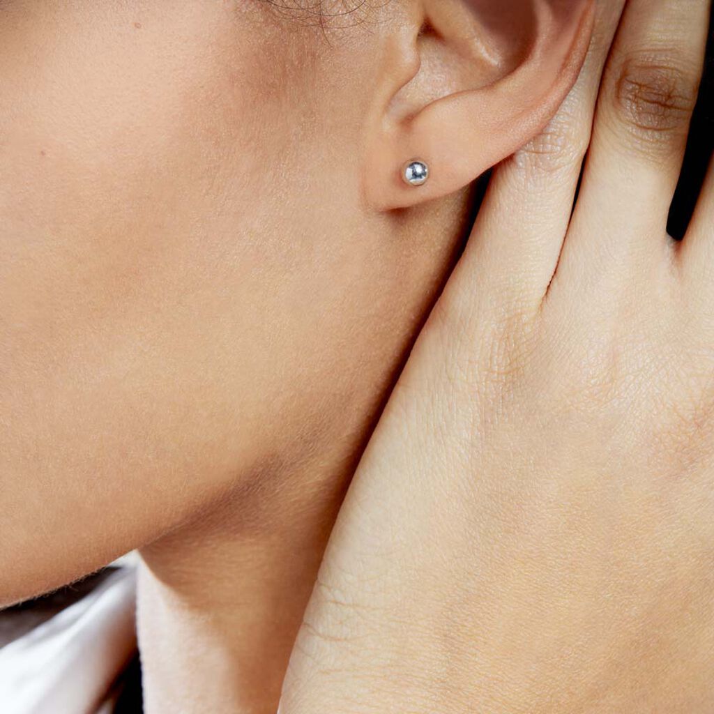 Boucles D'oreilles Puces Virgie Argent Blanc