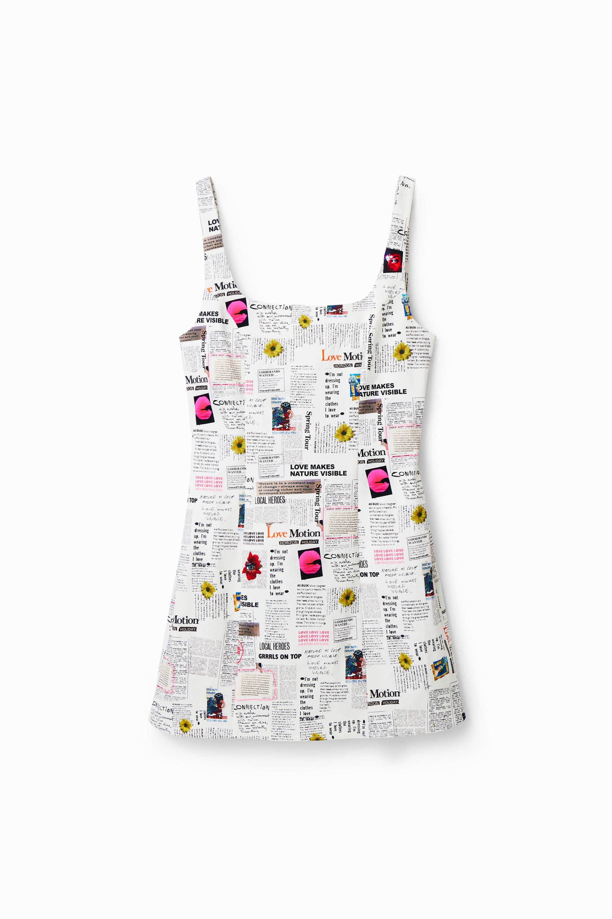 Robe courte bretelles journal