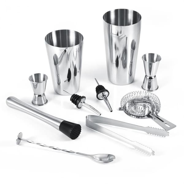 10-delt cocktailsett, barsett, shaker 700ml - Rustfritt stål