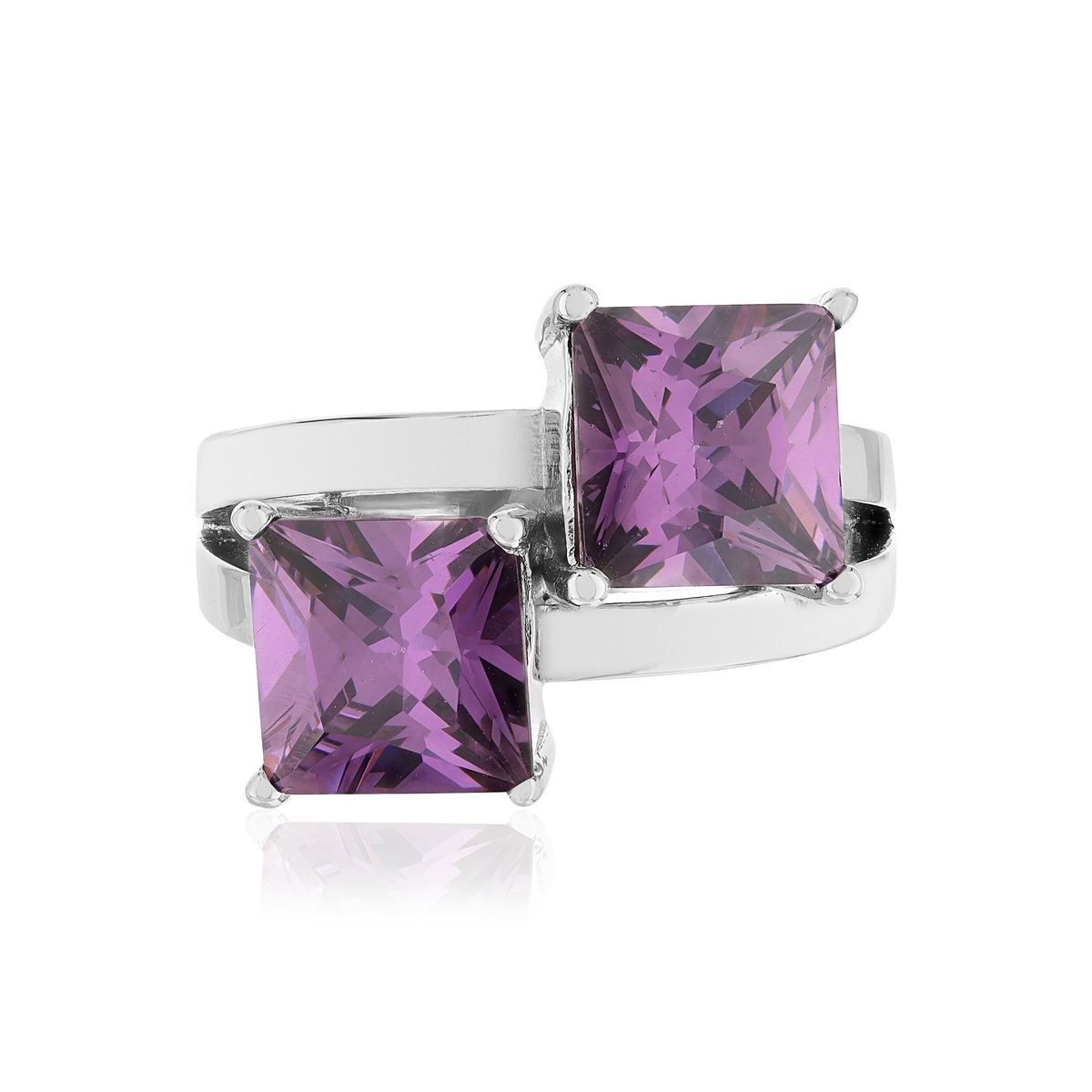 Bague argent 925 zirconias violets
