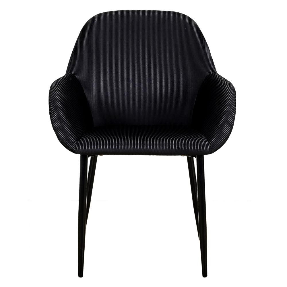 FAUTEUIL GIULIA NOIR VELOURS COTELE