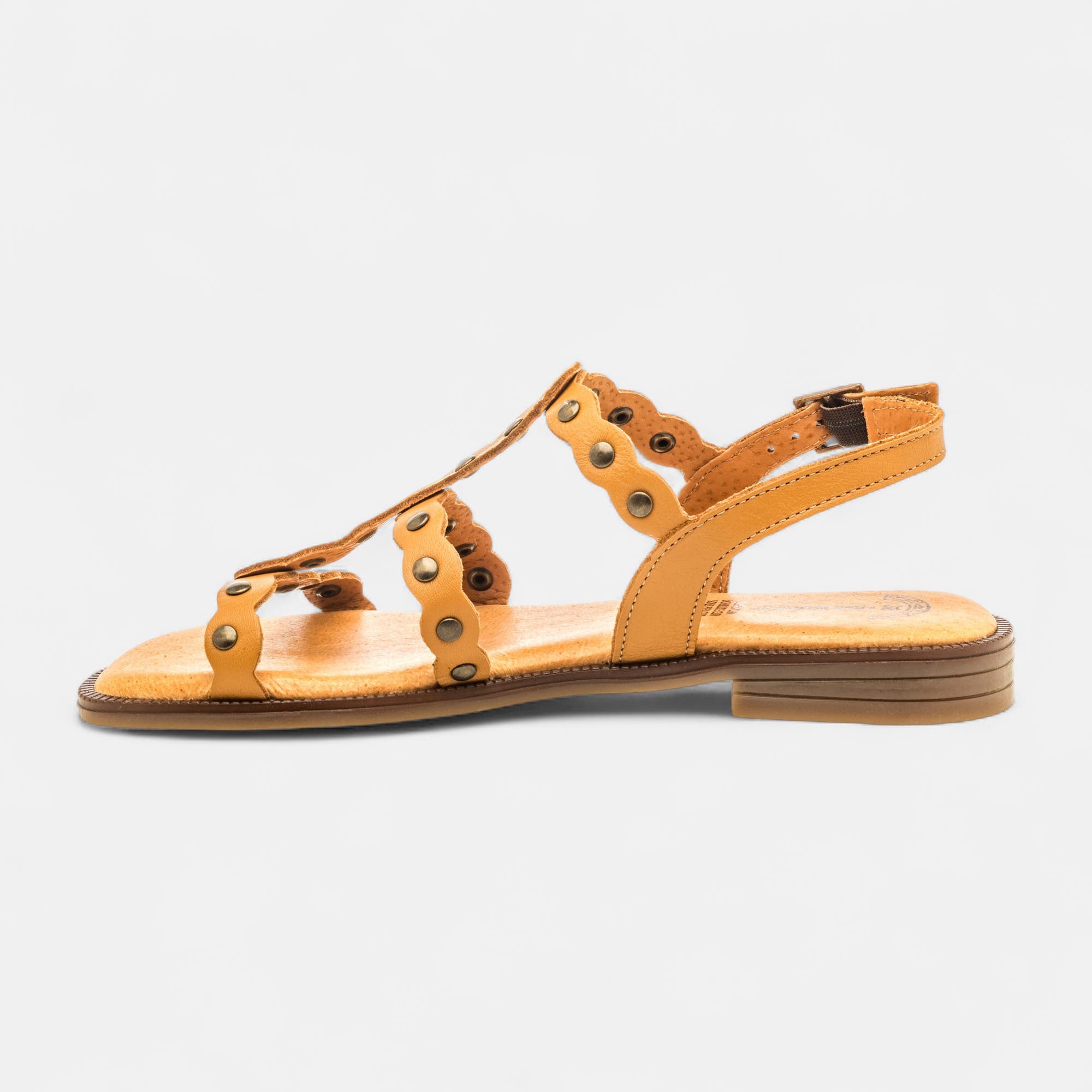 Nu-pieds Femme en cuir camel