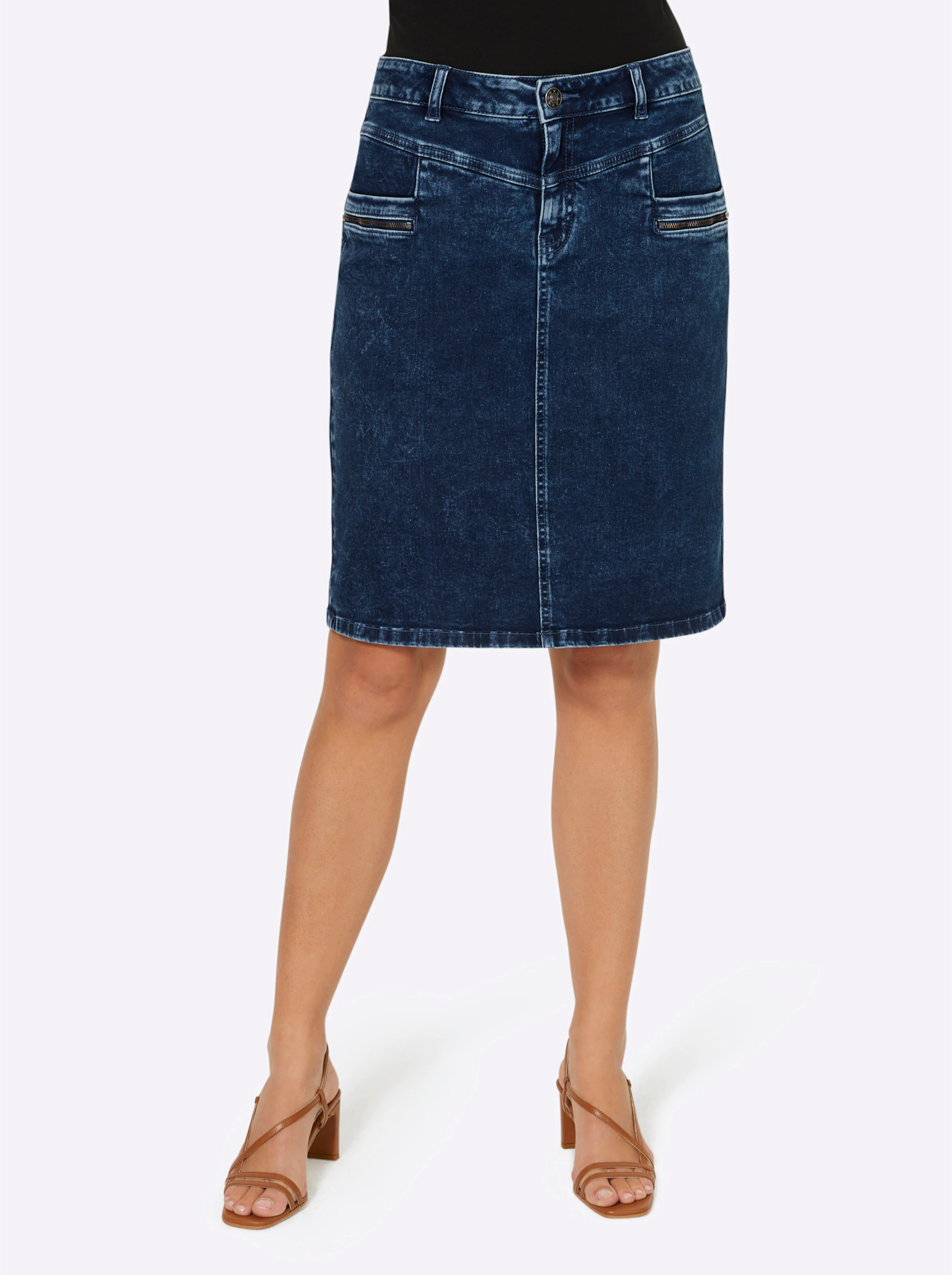 heine Jeans-Rock in blue-stone-washed