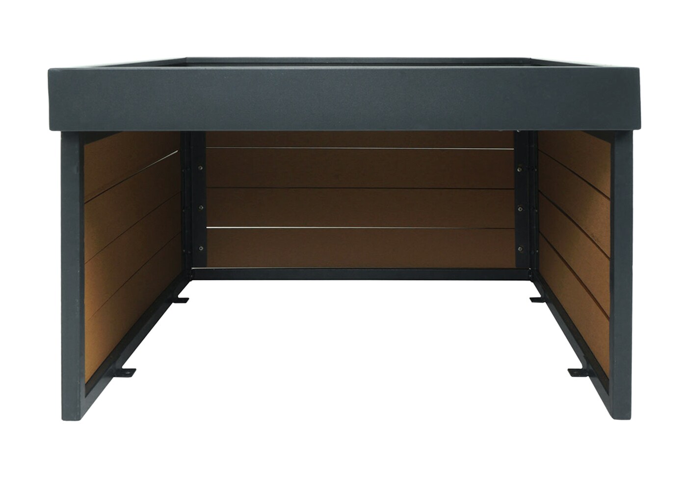 Mähroboter-Garage mit Pflanzkasten MCW-L45, Dach Unterstand für Rasenmäher, WPC Metall 40x60x73cm ~ Eiche-Optik