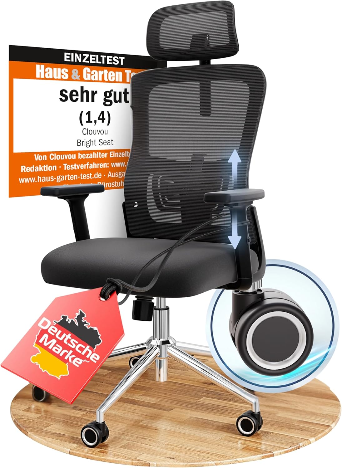 BrightSeat Bürostuhl Ergonomisch [TESTSIEGER] Schreibtischstuhl 100% individuell einstellbar | Büro Stuhl & Gaming Stuhl | Computerstuhl Home Office Chair Ergonomic | Drehstuhl 150 kg