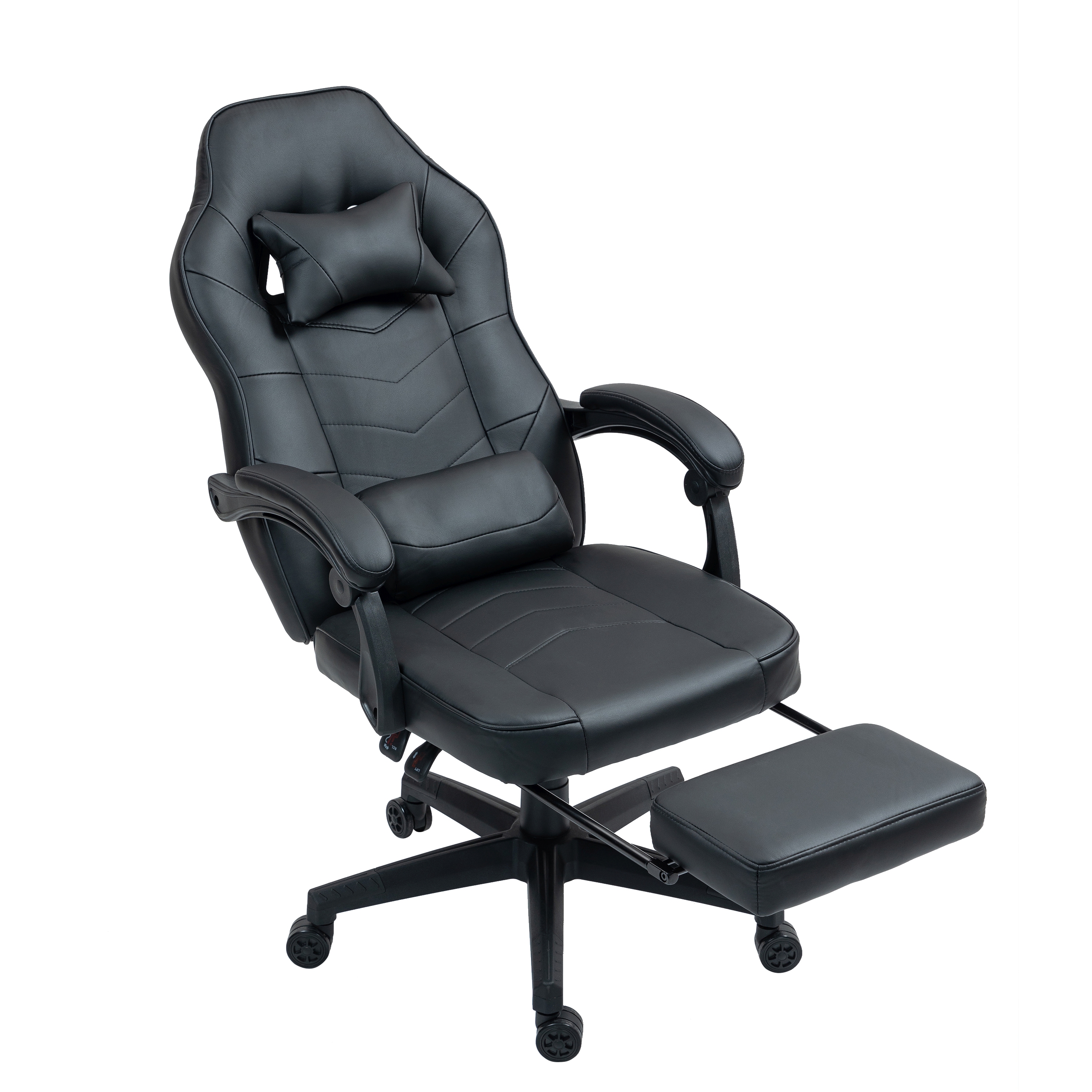 Gamingstuhl Bürostuhl Leder mit Massagefunktion ITAN schwarz