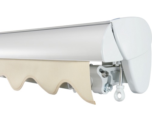 SOLUNA Halfcassette zonnescherm Classic 2,5x1,5, doekdesign 320930, frame E6EV1 zilver geëloxeerd, aandrijving rechts inclusief slinger