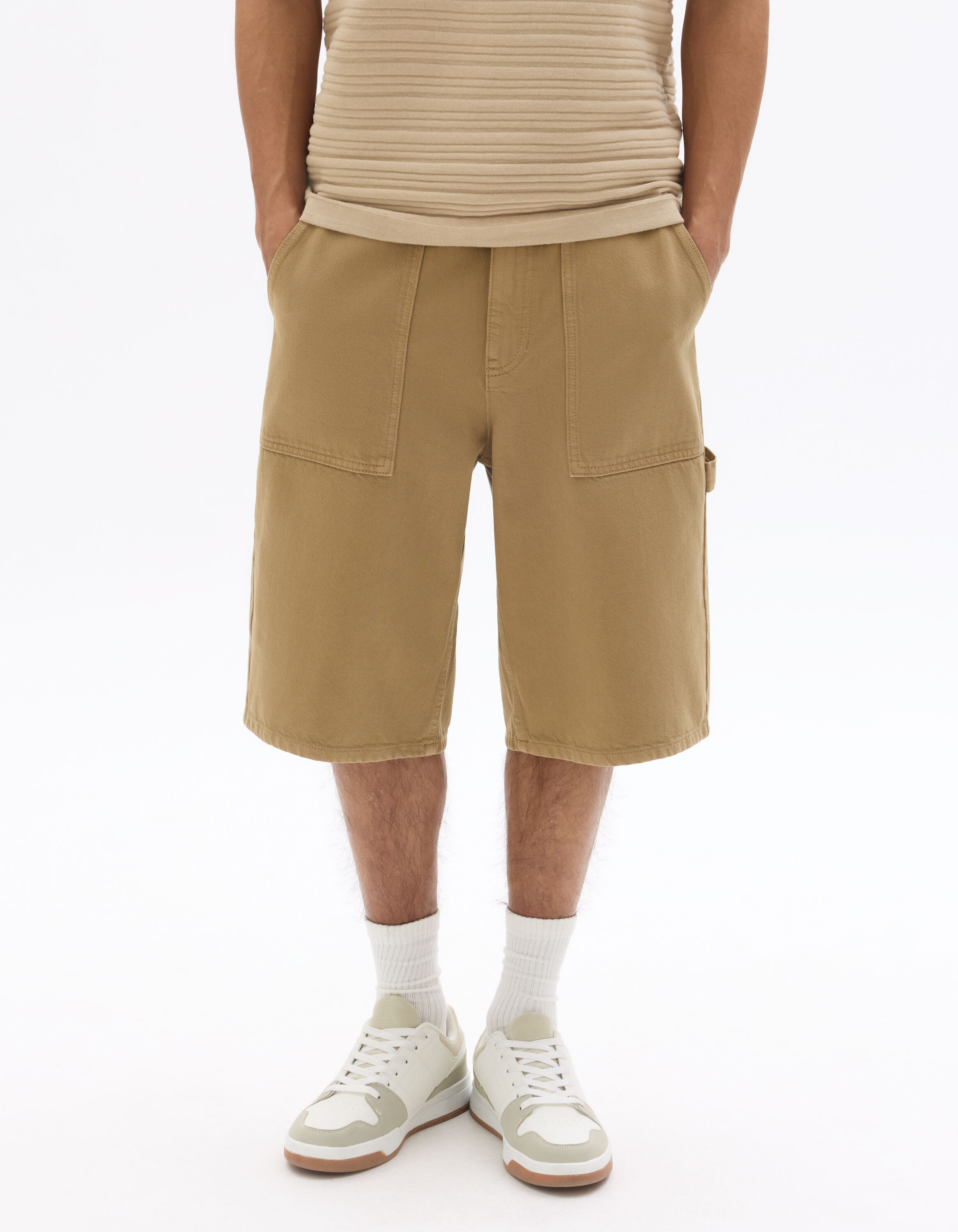 Bermuda loose 100% coton épais - beige
