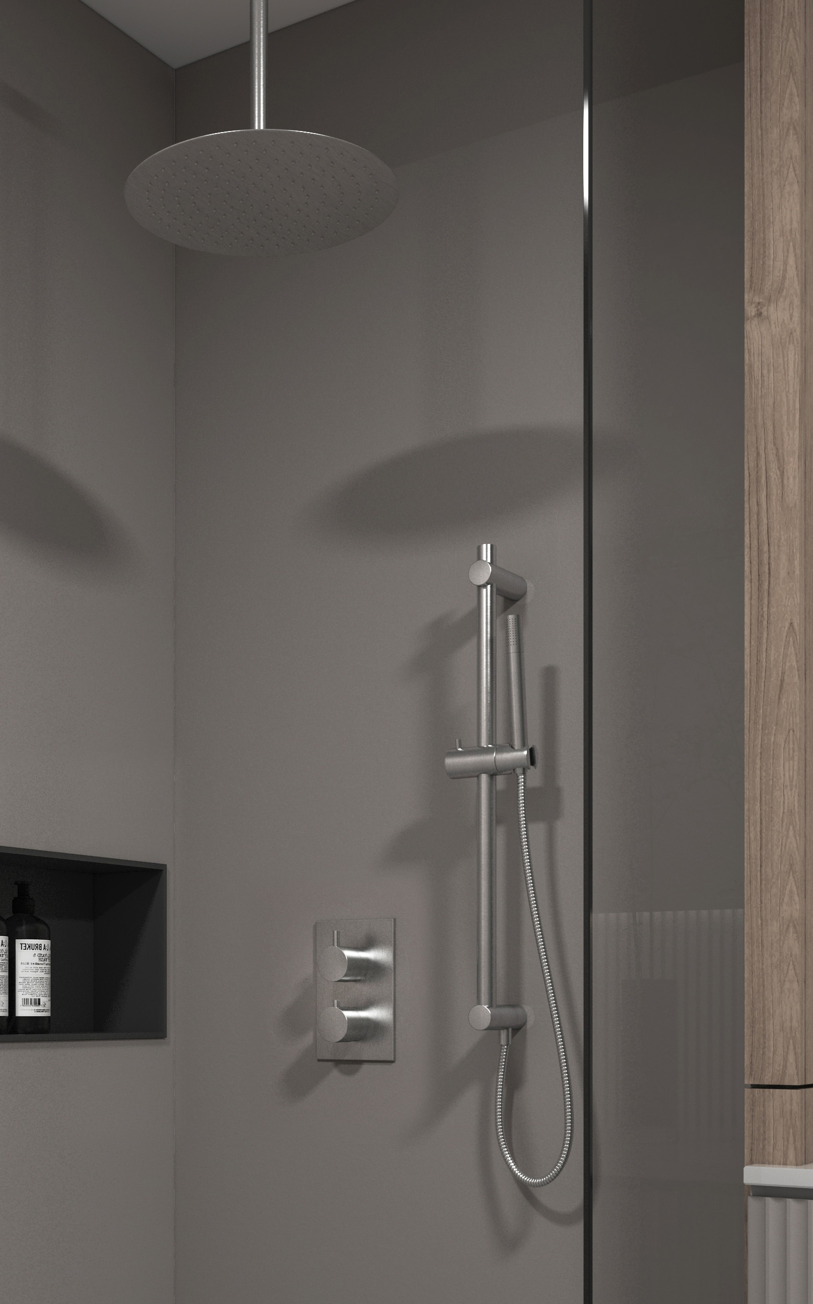 Saniclear Exclusive inbouw regendouche met 30cm hoofddouche, plafondarm en glijstang RVS