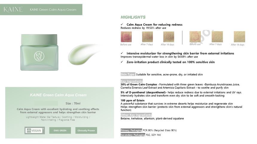 KAINE - Groene Kalmerende Aqua Crème