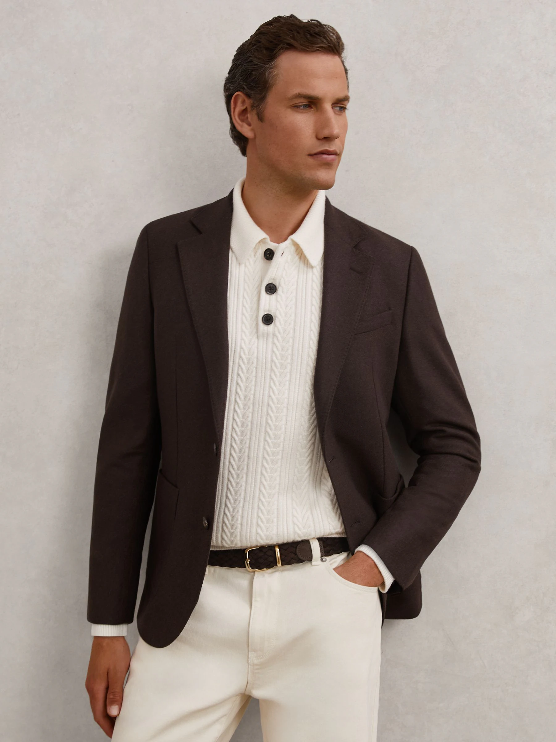 Donkerbruin - Reiss Jesse Suede Woven Belt