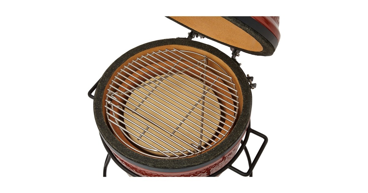 Kamado JoeJunior houtskoolbarbecue  (Rood/zwart, Ø 34 cm)