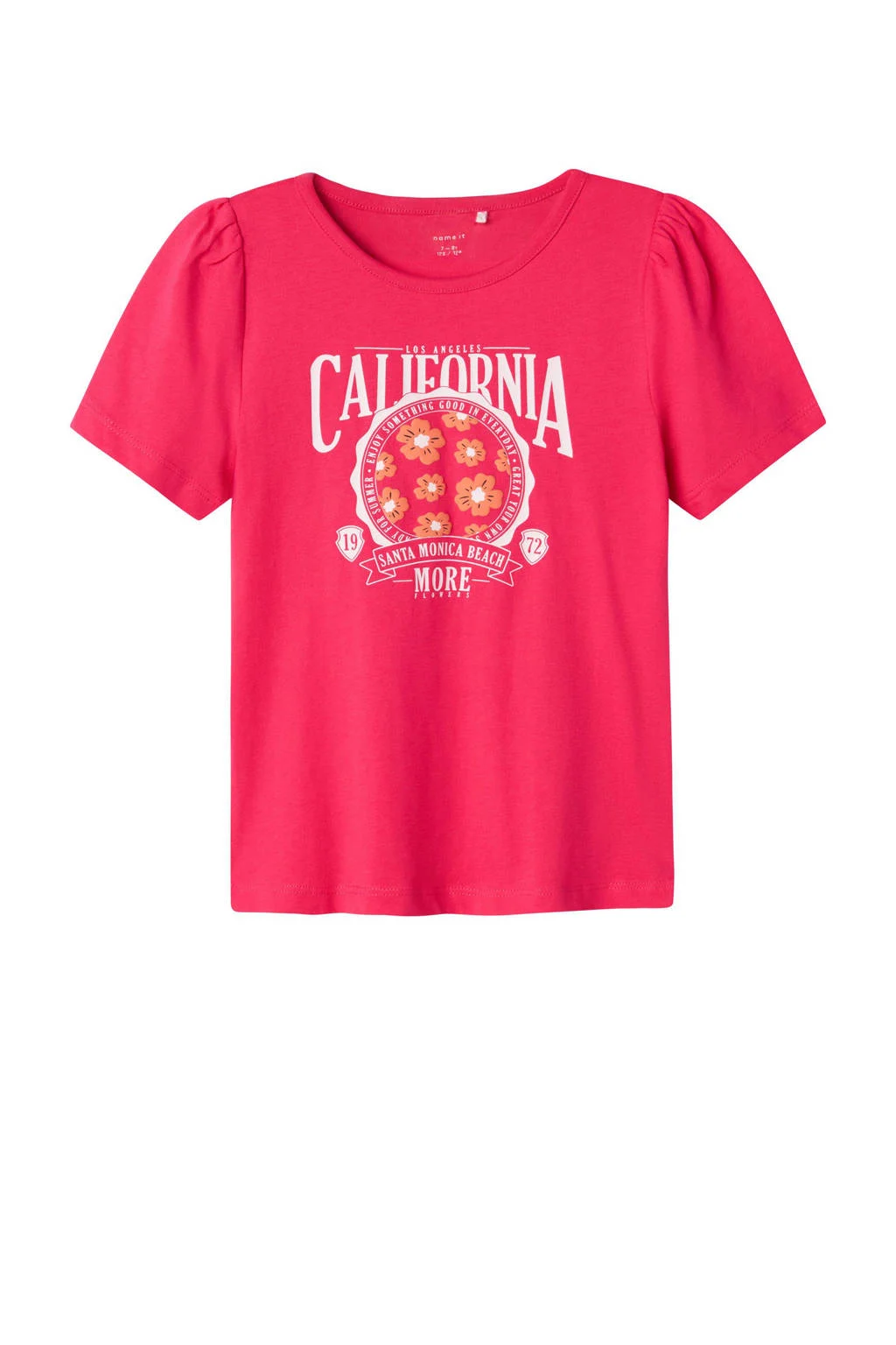 T-shirt NKFKIAMI met printopdruk fuchsia