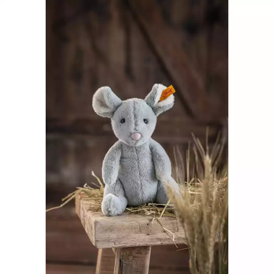 Steiff Soft Cuddly Friends Cheesy Maus blaugrau sitzend, 19 cm
