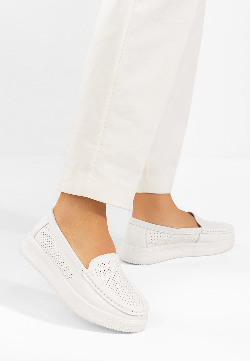 Mocassins femme en cuir blancs Sabiria