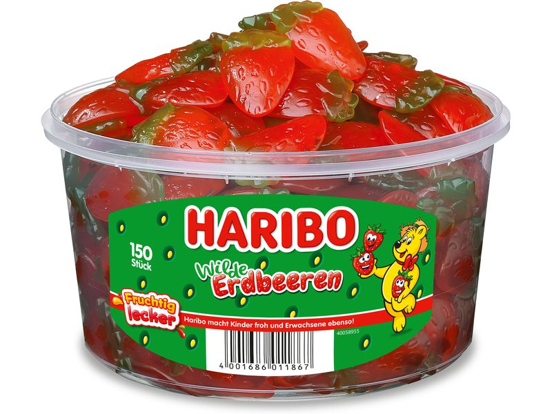 Haribo Wilde Erdbeeren Dose 1350 g Fruchtig, wild und unwiderstehlich der Erdbeergenuss aus der Dose