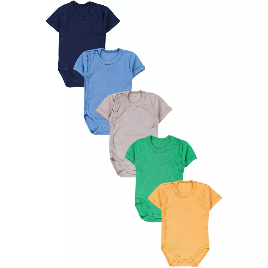 TupTam Baby Jungen Kurzarm Wickelbody 5er Set grünblau