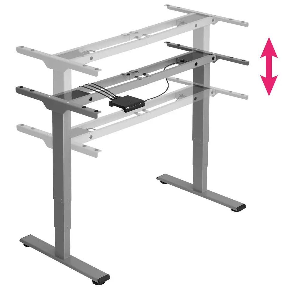 TecTake® Elektrisch In Hoogte Verstelbaar Bureau - Metalen Frame - Grijs
