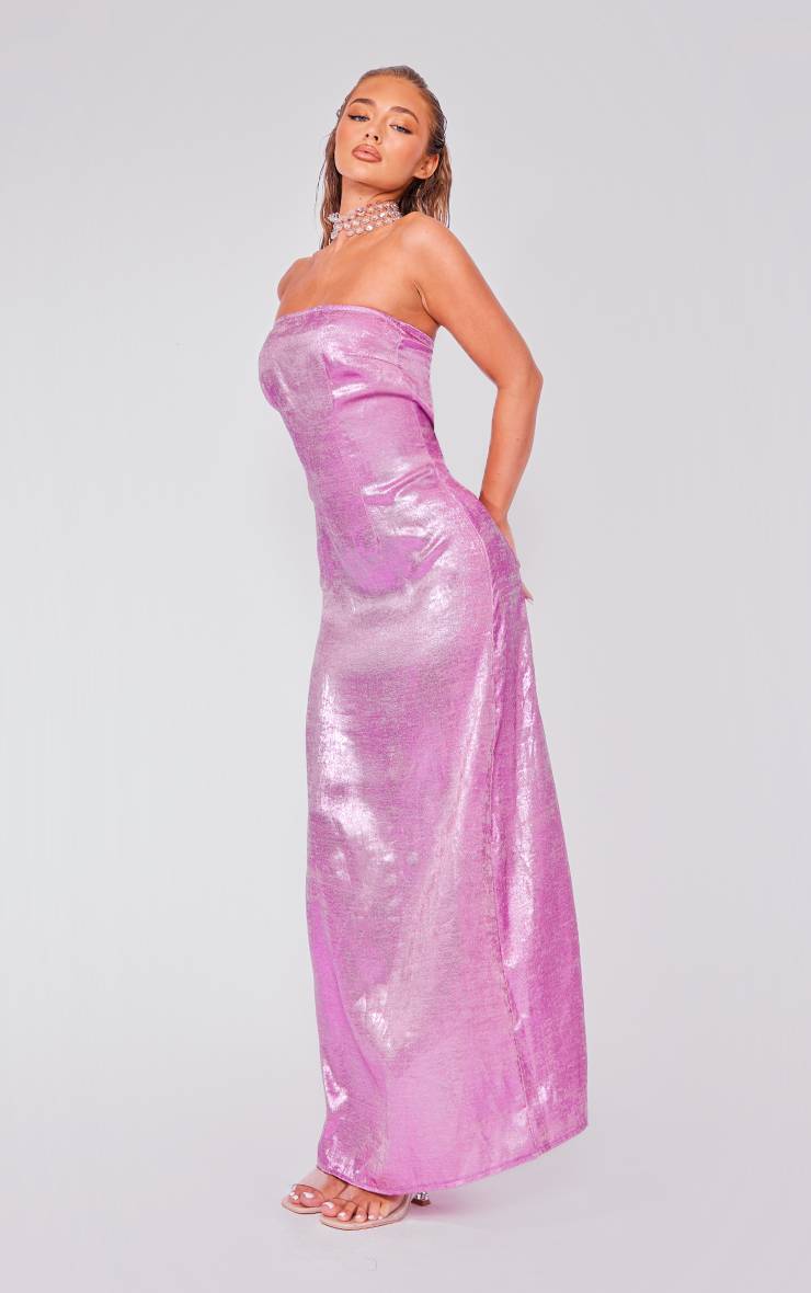 Rose Vif Robe Maxi Bandeau Texturée