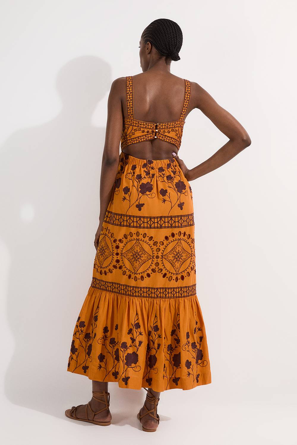 KarenMillen Robe maxi tissée à broderie florale et géométrique