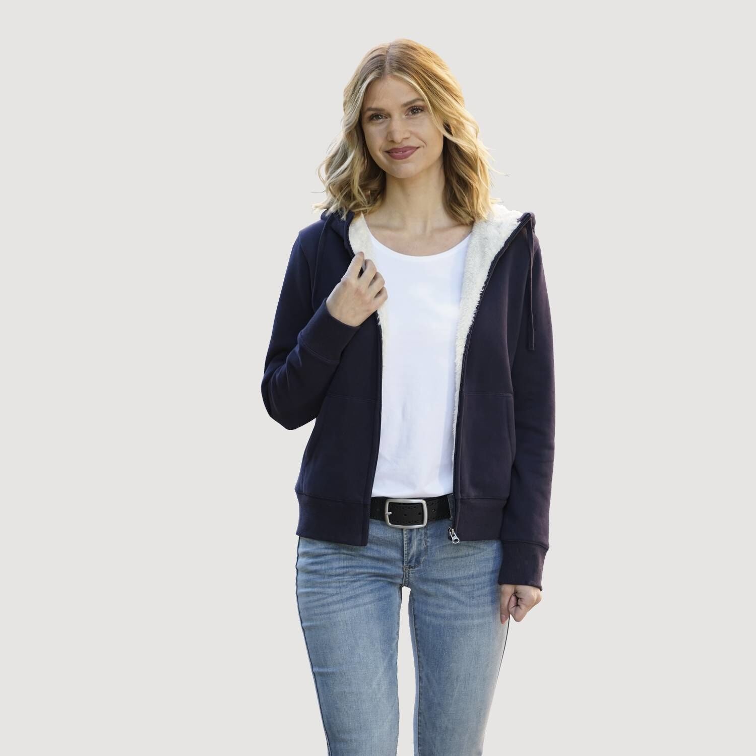 Sweatjacke mit Teddyfleece
