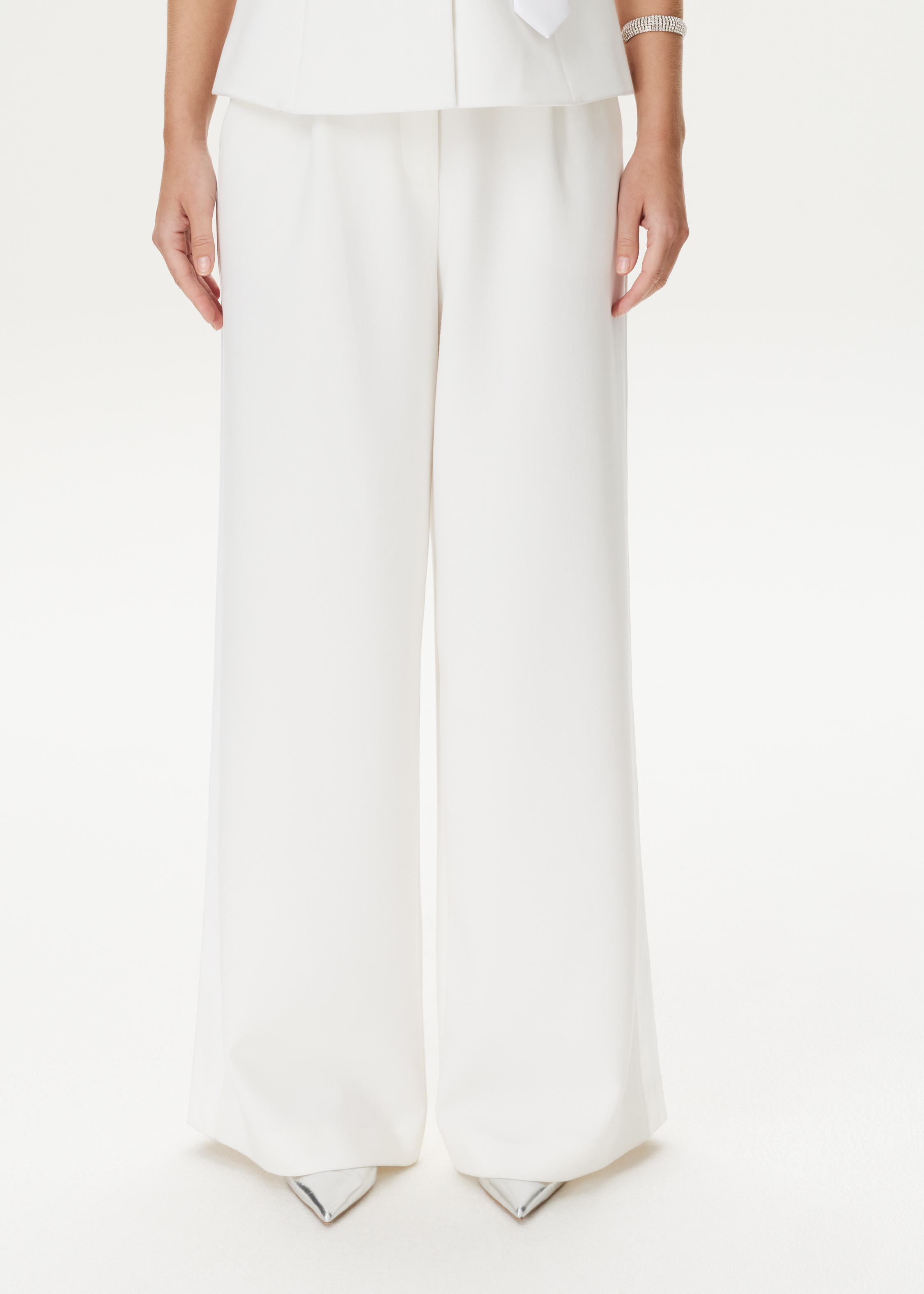 Wide leg pantalon met zijstreep