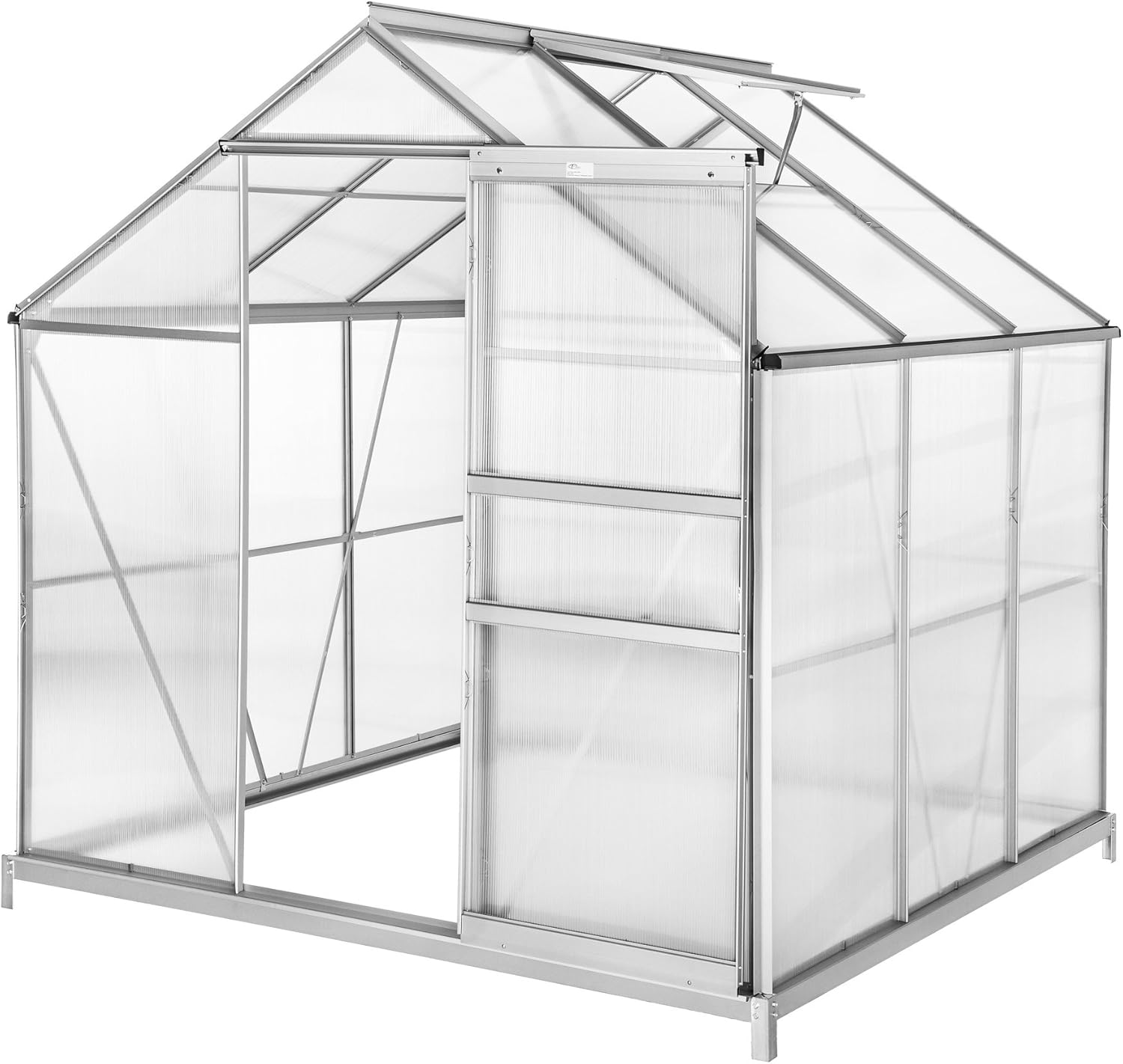 TecTake 800416 - Gewächshaus 190x185x195 cm, Stabile Rahmenkonstruktion aus eloxiertem Aluminium - Diverse Modelle (mit Fundament | Nr. 402472)