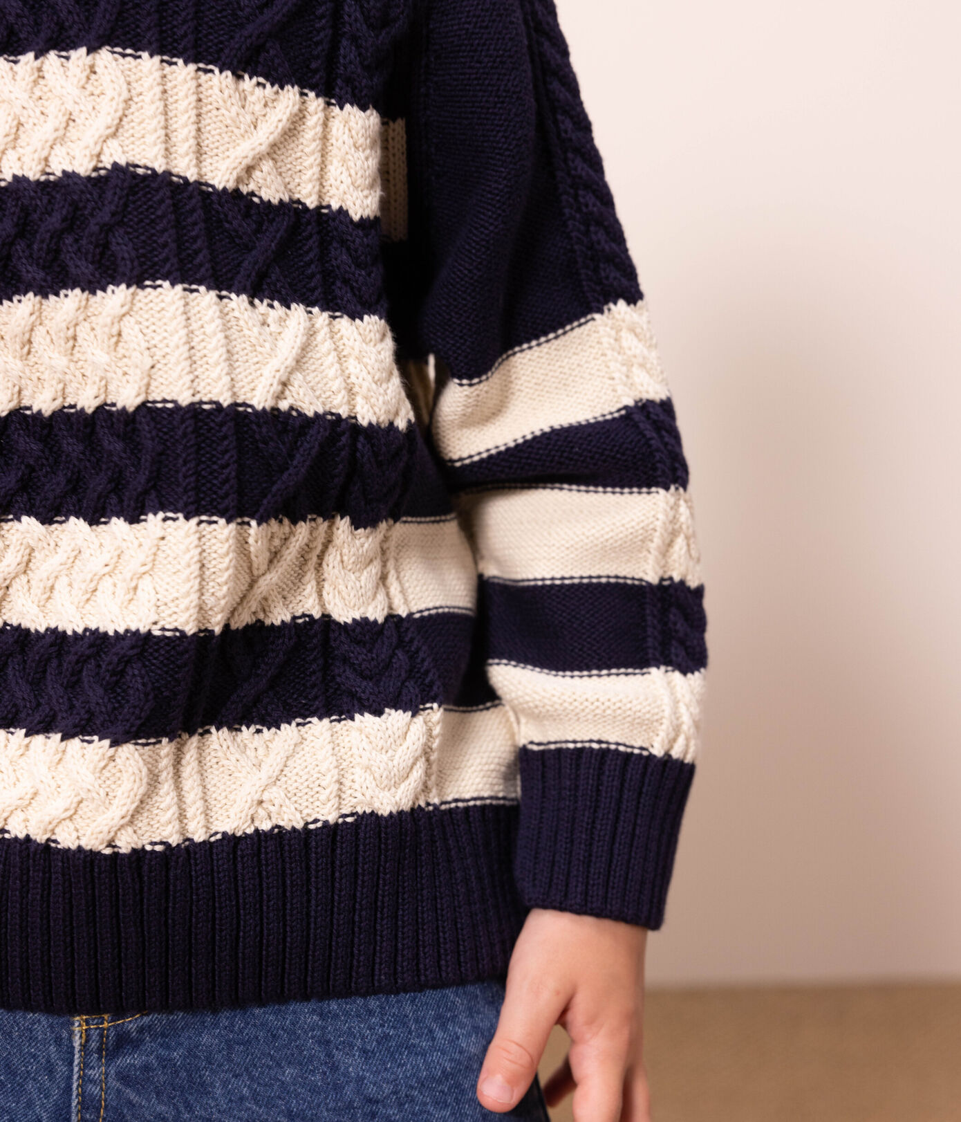 Pull irlandais rayé en coton enfant fille/garçon