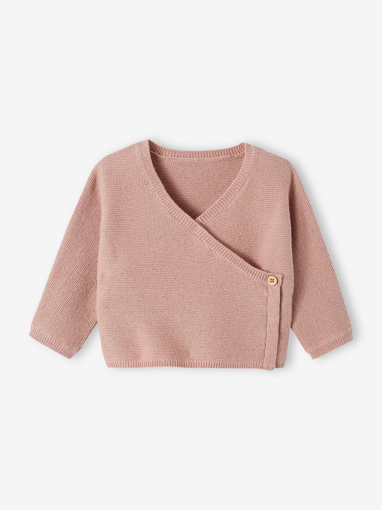 Casaco de lã e algodão rosa bebê estilo casaquinho para maquiagem