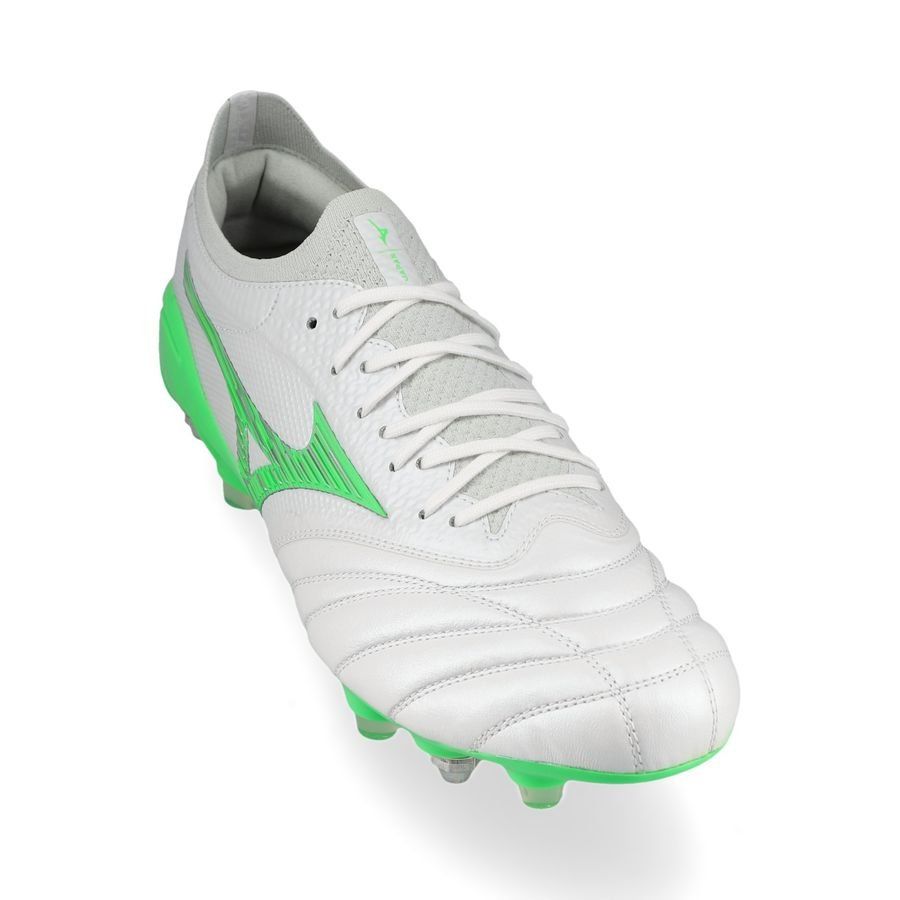 Mizuno Morelia Neo IV Beta Made in Japan SG Frontier - Blanc/Vert Néon/Cool Gray