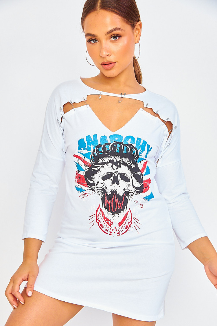 Robe tunique à épingles blanc