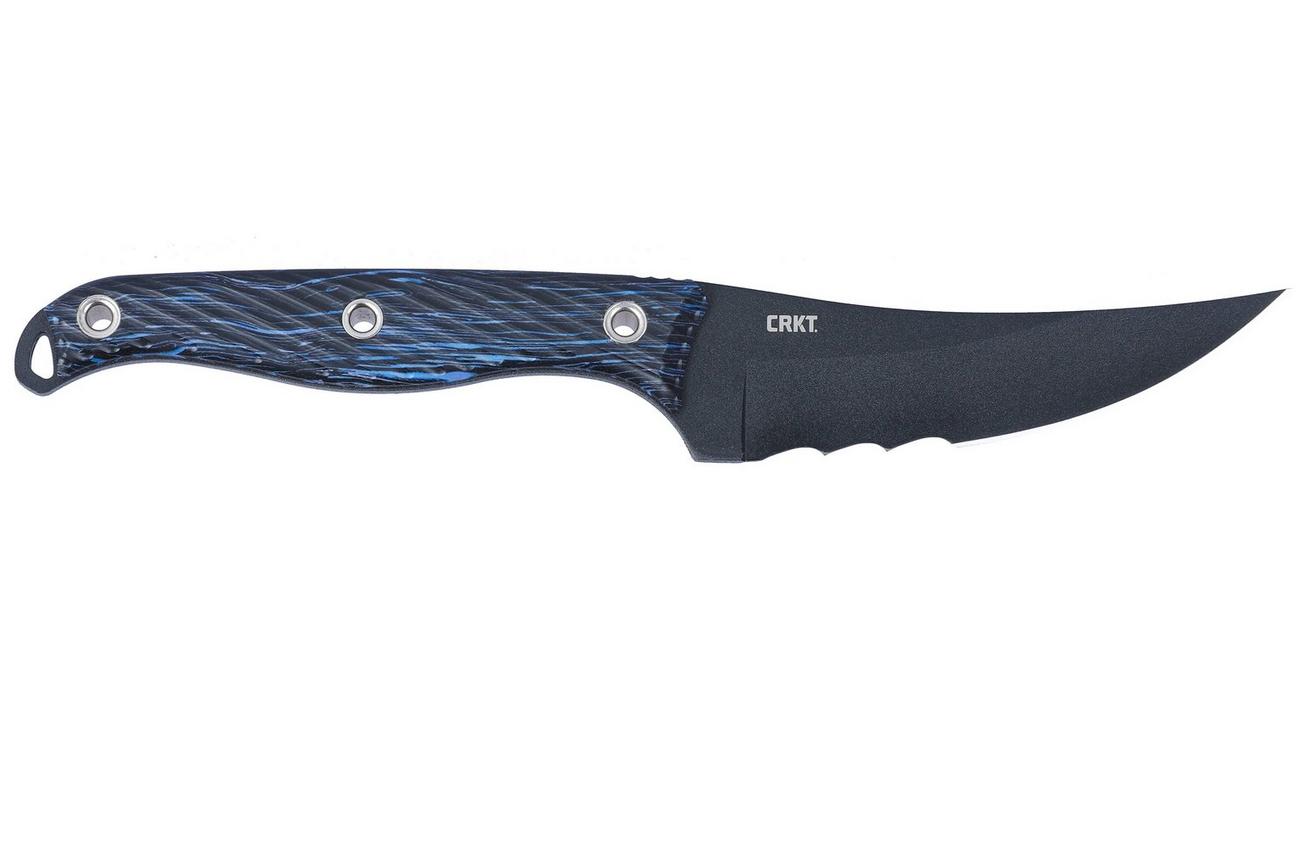 CRKT Clever Girl, Veff Serrations 2709B Blue Black G10 vaststaand mes, Austin McGlaun design