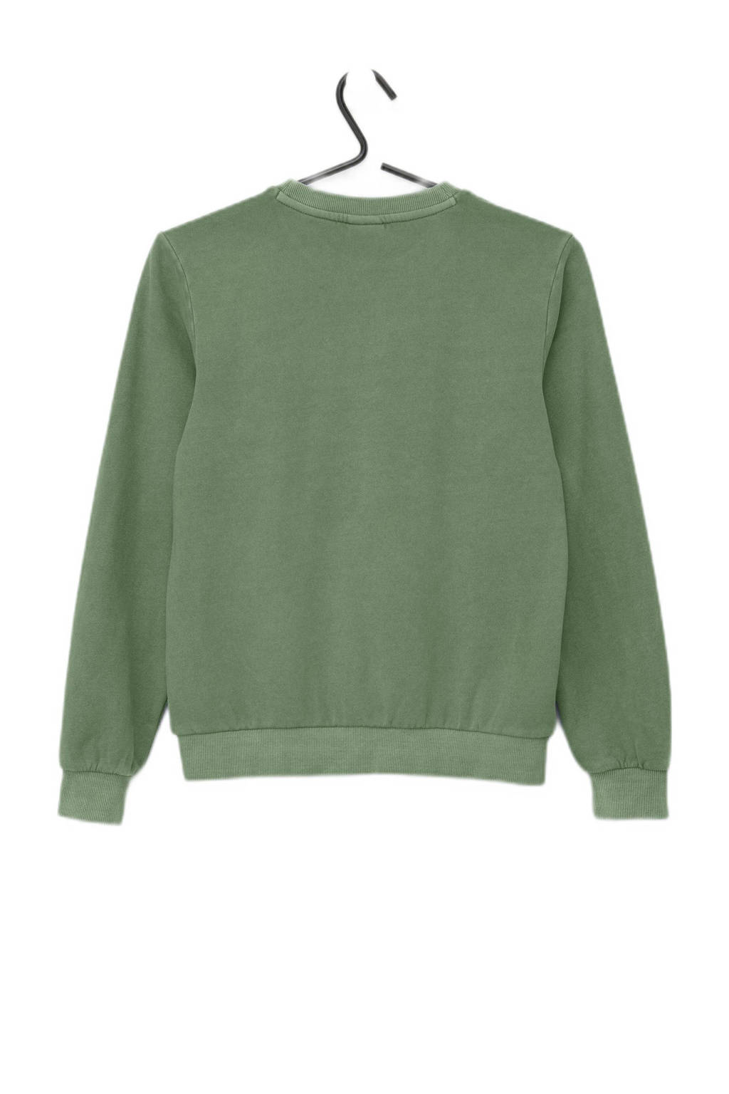 s.Oliver sweater met printopdruk olijfgroen/blauw/wit