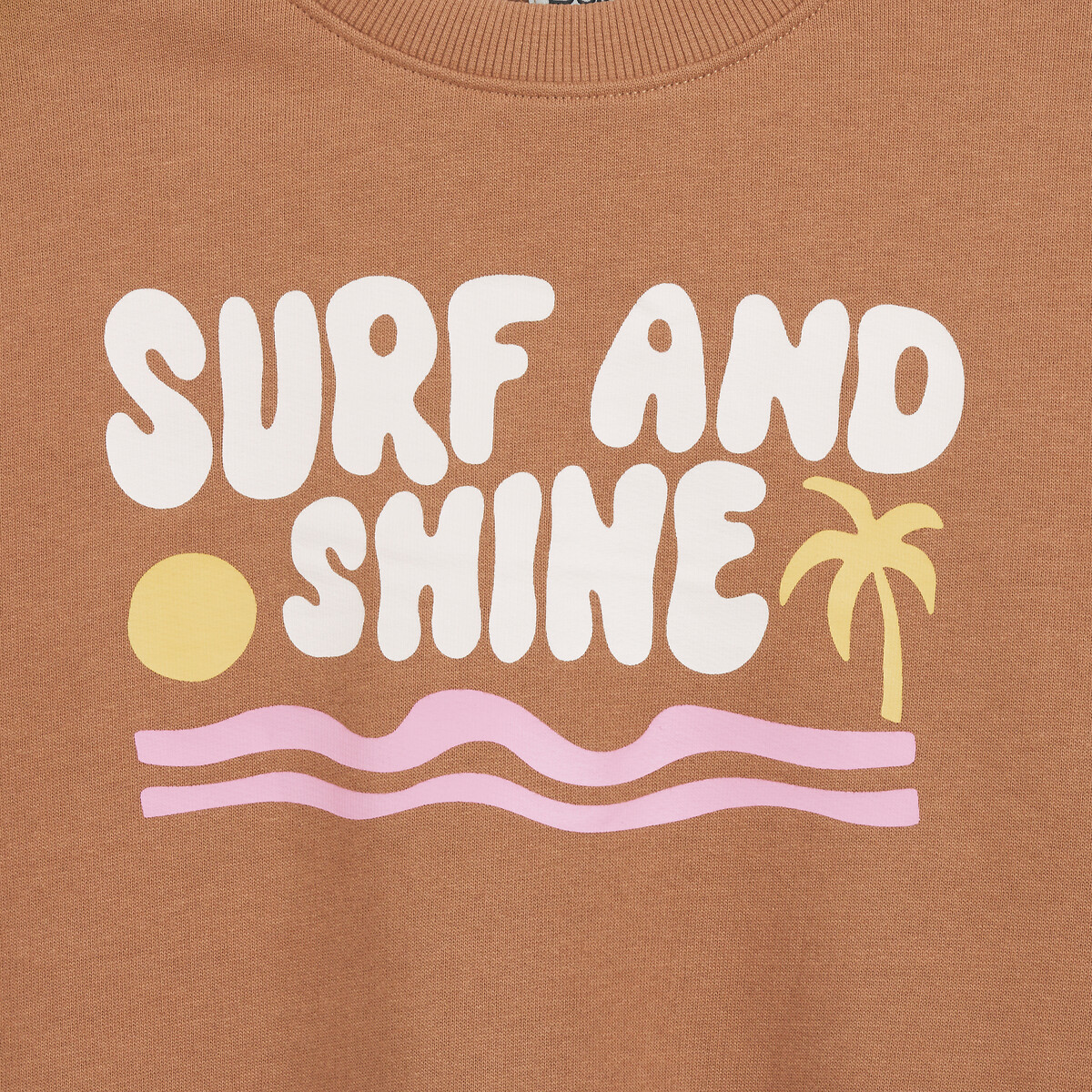 COLEÇÕES LA REDOUTE<br>Suéter com gola redonda e texto, em fleece