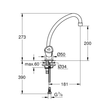 Grohe Costa Trend tweeknops keukenkraan met hoge uitloop chroom
