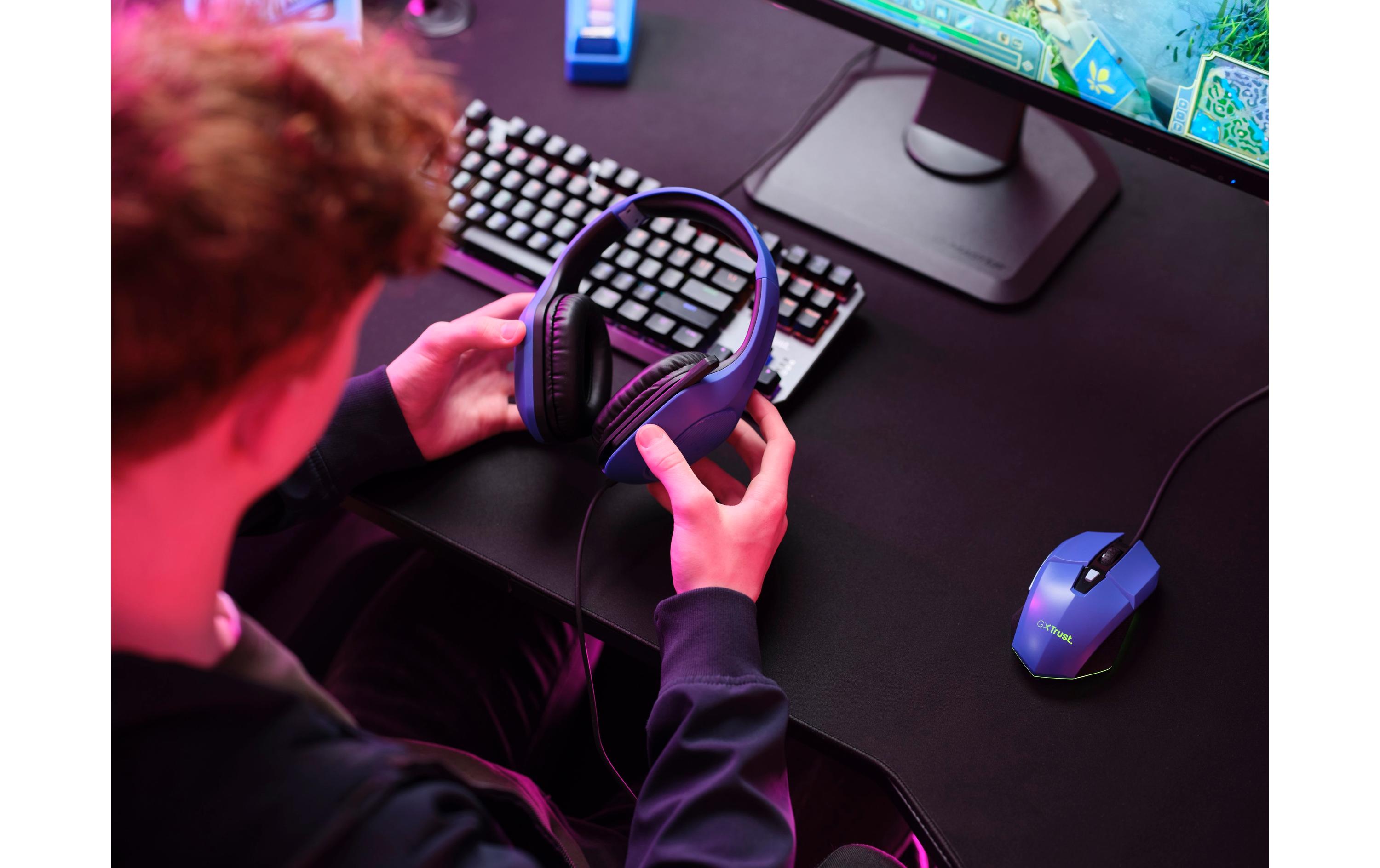 Headset GXT 415B Zirox Blau/SchwarzGaming-Headset mit komfortablen ohrumschliessenden Polstern und einstellbarem Mikrofon