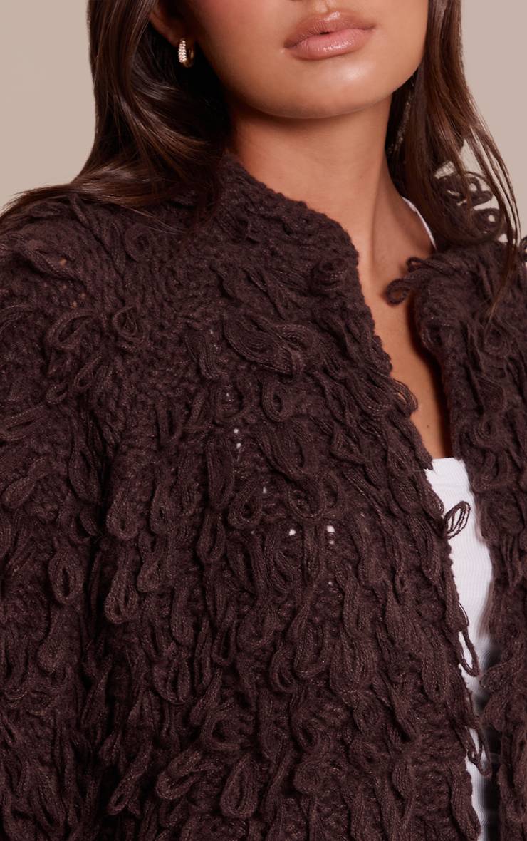Chocolat Cardigan Oversize En Maille Bouclée