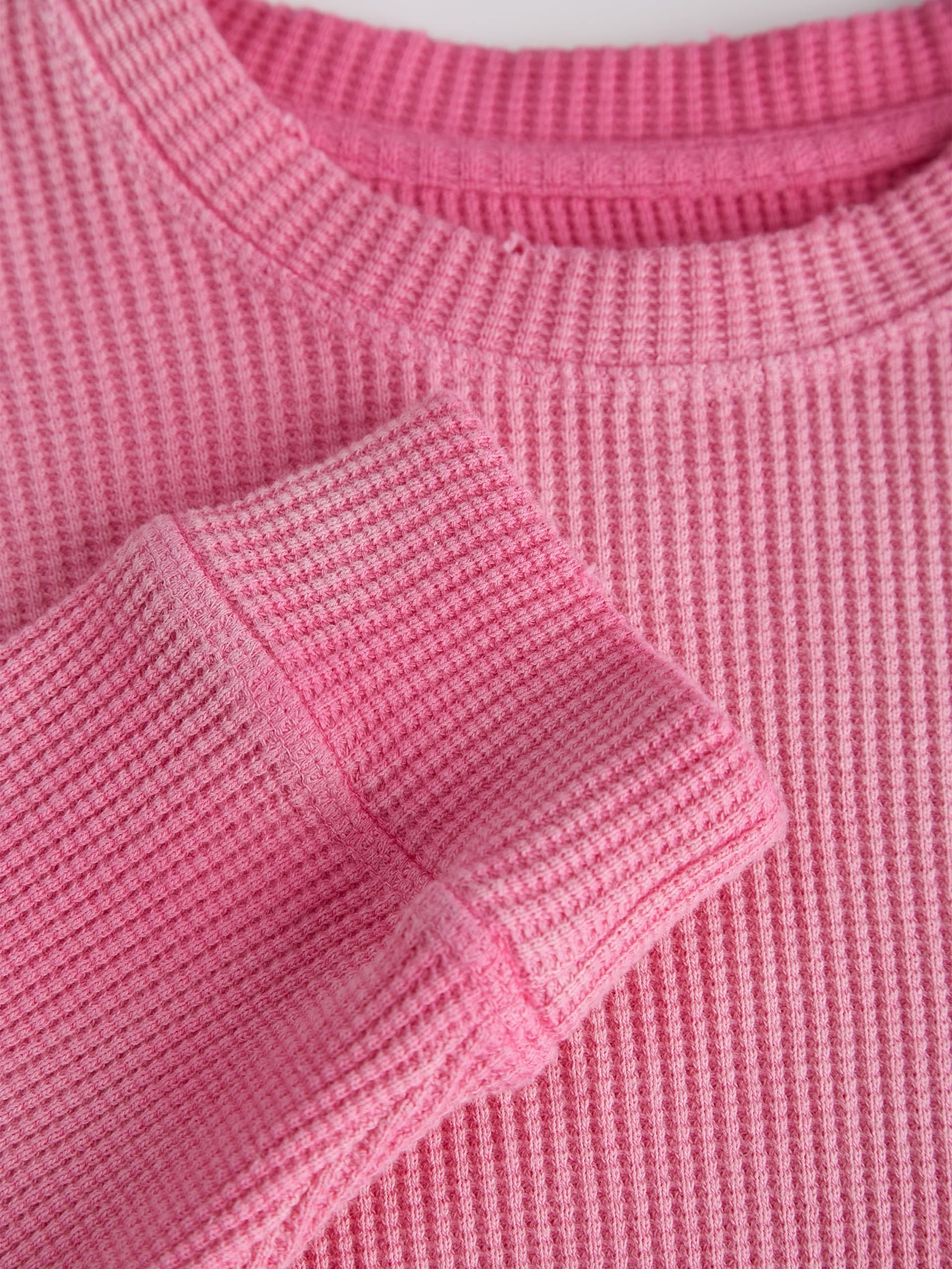 Camiseta de manga comprida com textura waffle