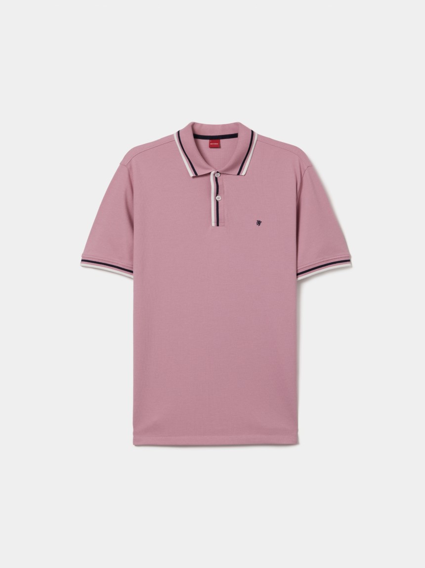 Polo regular fit em piqué de algodão