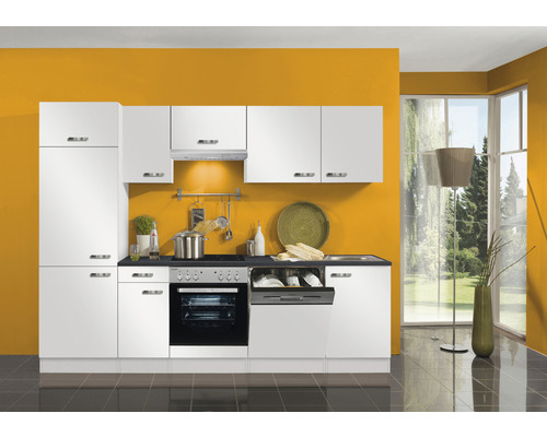 Optifit keukenblok met apparatuur Lagos286 270 cm wit glanzend gedemonteerde variant omkeerbaar KPLG 2702WDE-9+