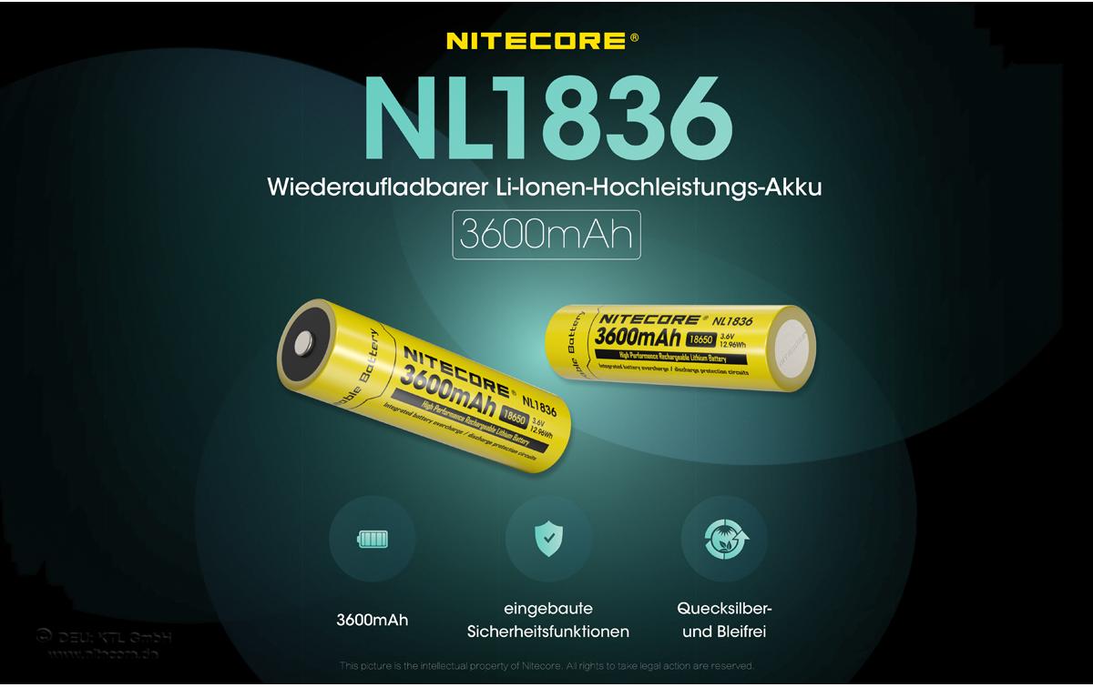 Akku NL1836 Li-Ion Typ 18650 3600 mAh, 1 StückLi-Ion Akku