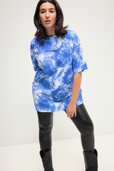 T-Shirt, oversized, Batikprint, Statement, Rundhals, Halbarm