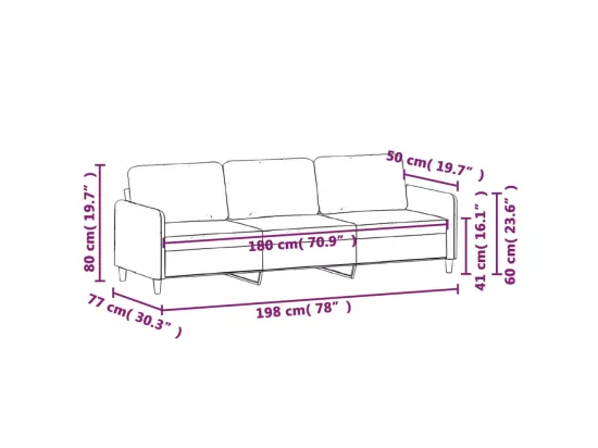 Canapé à 3 places Taupe 180 cm Tissu