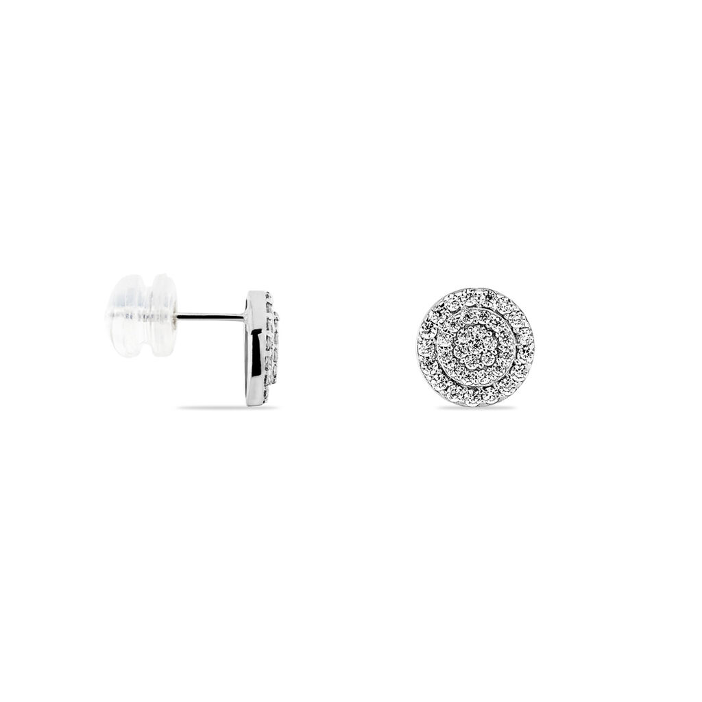 Boucles D'oreilles Puces Classic Or Blanc Oxyde De Zirconium