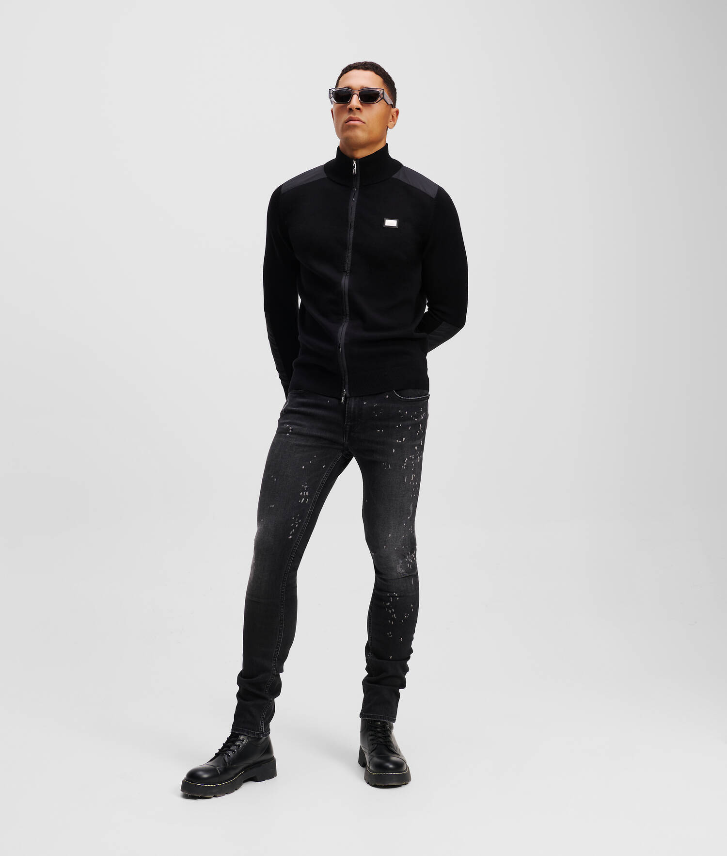 VESTE EN TRICOT ZIPPÉE - Noir