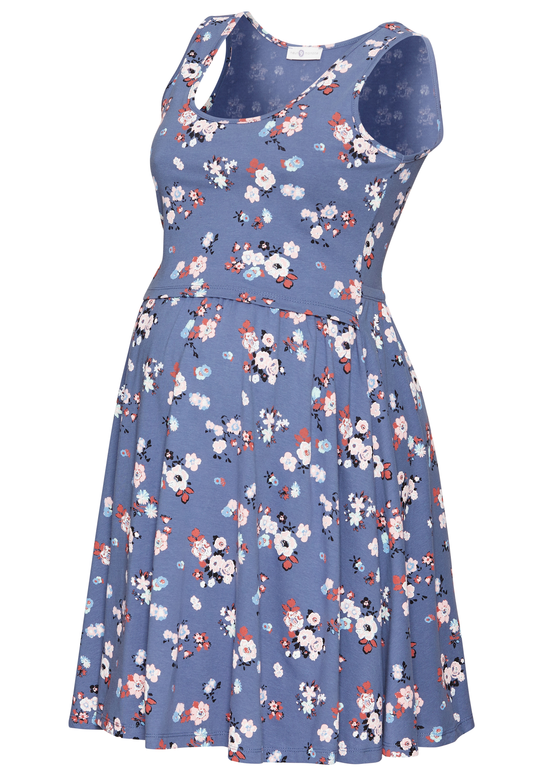 Neun Monate Umstandskleid »Kurzes Schwangerschafts-Shirtkleid, Minikleid« Blumenkleid mit Stillfunktion