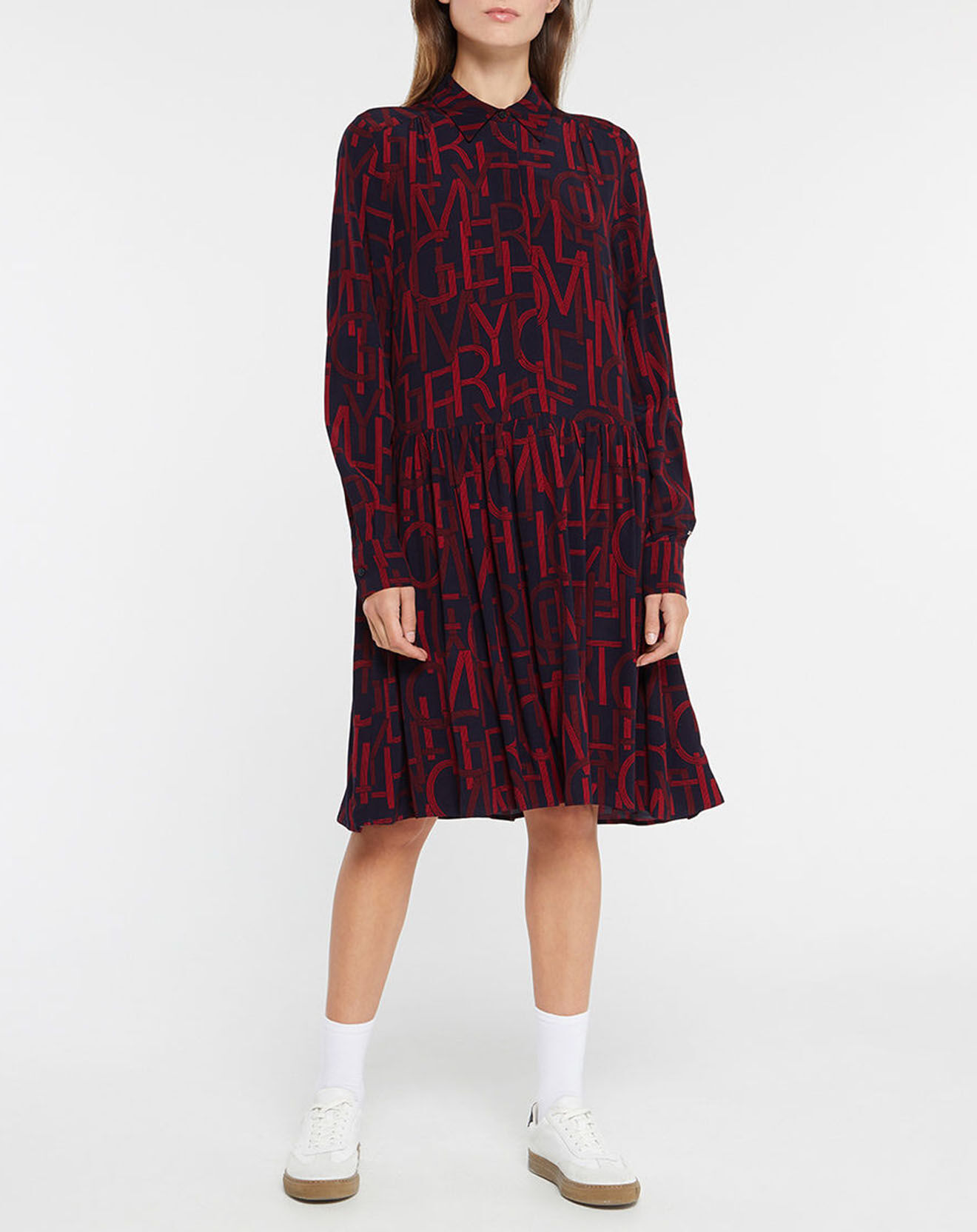Tommy Hilfiger Robe Fluide imprimée rouge//bleu marine